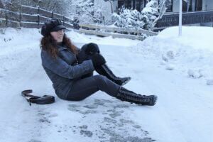 woman after slip and fall