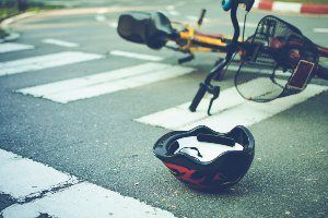 crashed bicycle in crosswalk