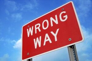 driver traveling in the wrong direction