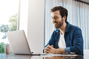 person doing video meeting