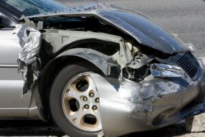 wrecked car front