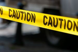 police tape marking crash scene