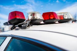 police car lights in daytime