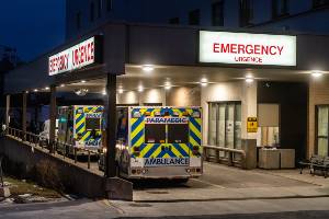 ambulance at hospital at night